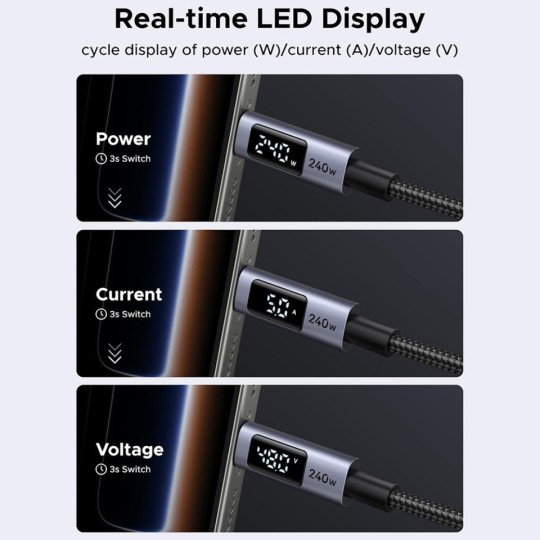 UGREEN L530 65866 Καλώδιο Φόρτισης USB-C σε USB-C PD 240W 1m Μαύρο