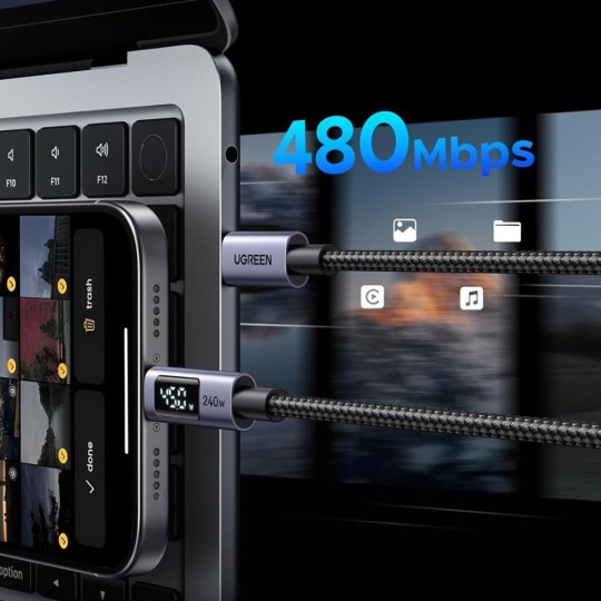 UGREEN L530 65866 Καλώδιο Φόρτισης USB-C σε USB-C PD 240W 1m Μαύρο