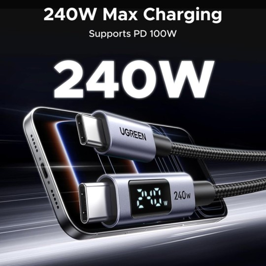 UGREEN L530 65866 Καλώδιο Φόρτισης USB-C σε USB-C PD 240W 1m Μαύρο