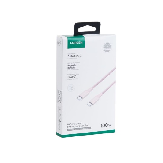 UGREEN L502 65251 Καλώδιο Φόρτισης USB-C σε USB-C PD 100W 1m Ροζ