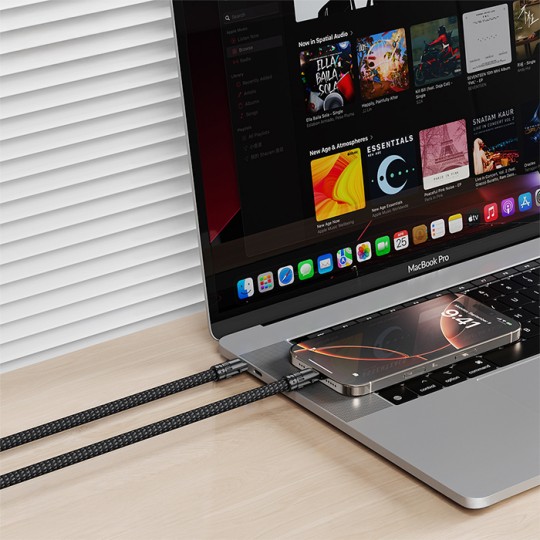XO Braided USB 2.0 Cable USB-C male - USB-C 60W Black 0.2m (249-0150)