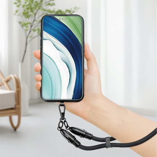 XO Braided USB 2.0 Cable USB-C male - USB-C 60W Black 0.2m (249-0150)