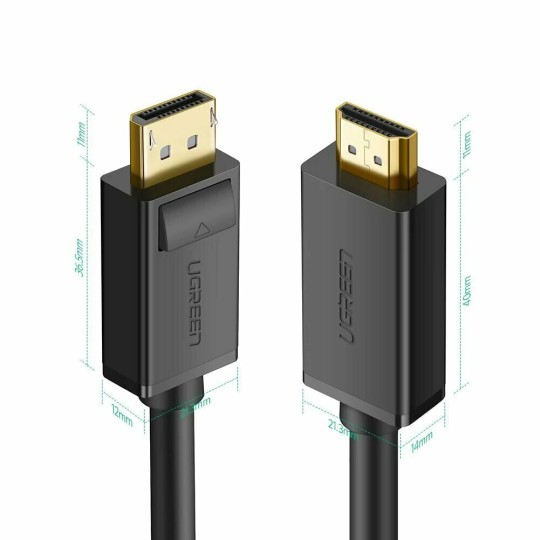 UGREEN DP101 10238 Καλώδιο DP σε HDMI M/M 4K/30Hz 1m Μαύρο