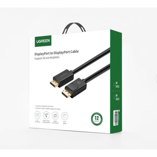 UGREEN DP102 10213 Καλώδιο DP 1.2 M/M 4K/30Hz 5m Μαύρο