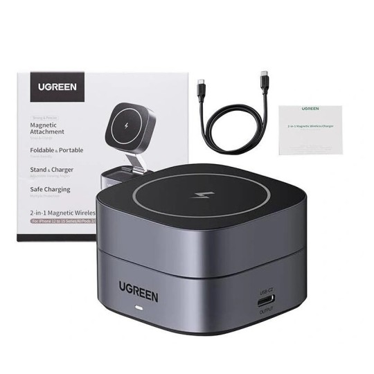 UGREEN W526 35278 Φορτιστής Σπιτιού 15W Qi με Ασύρματη Φόρτιση Magnetic Γκρι