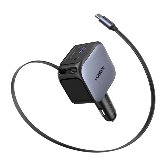 UGREEN EC604 55910B Φορτιστής Αυτοκινήτου 145W 3 Θέσεων,με καλώδιο USB-C 60W Γκρί