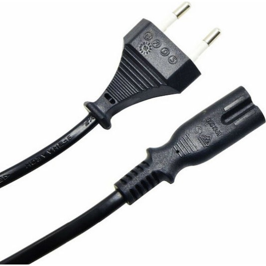 POWERTECH CAB-P017 Καλώδιο Τροφοδοσίας Euro VDE 2x0.5mm², PVC, Copper 1.5m