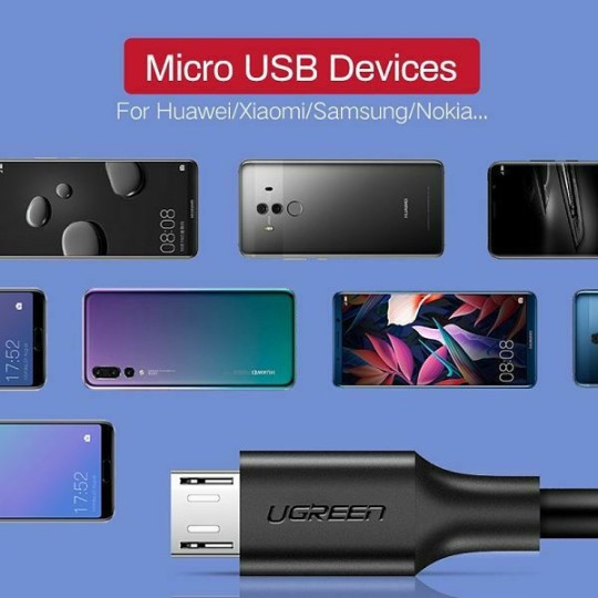 UGREEN US289 60143 Καλώδιο Φόρτισης USB σε Micro Usb 2m Λευκό