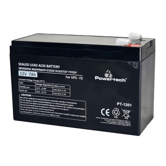 Powertech PT-1201 Μπαταρία Μολύβδου για UPS 12V 7Ah F2