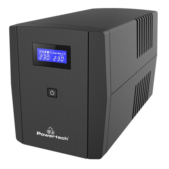 Powertech PT-1297 UPS Line Interactive με οθόνη 1500VA 900W 4x Schuko 2x RJ45/RJ11 USB Type B