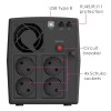 Powertech PT-1298 UPS Line Interactive με Οθόνη 2200VA 1320W 4x Schuko 2x RJ45/RJ11 USB Type B