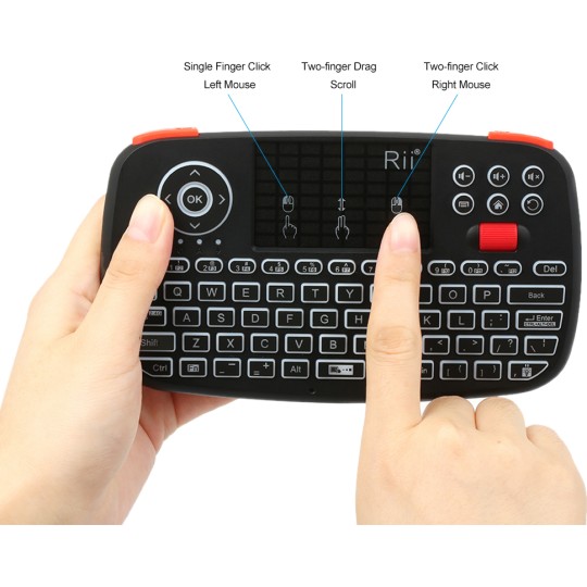 RIITEK RT-MINII4 Ασύρματο Mini Πληκτρολόγιο i4 Backlit Bluetooth & 2.4GHz Μαύρο