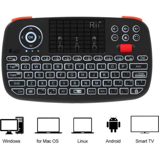 RIITEK RT-MINII4 Ασύρματο Mini Πληκτρολόγιο i4 Backlit Bluetooth & 2.4GHz Μαύρο