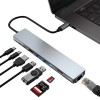 Powertech PT-1536 Docking Station  8 Θυρών USB-C Σύνδεση 87W PD 100Mbps Γκρι