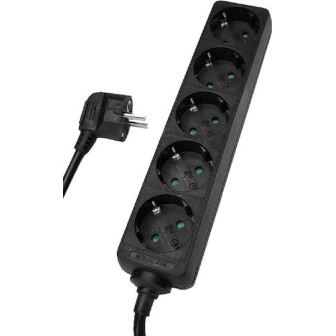 POWERTECH PT-870 Πολύπριζο , 5x Schuko, 16A, 1,5m, Μαύρο