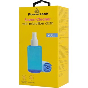 POWERTECH PT-1312 Σπρέι Καθαρισμού Οθόνης με Πανί Μικροϊνών, 200ml