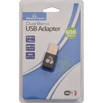 POWERTECH PT-1041 Ασύρματος USB Αντάπτορας Δικτύου , 600Mbps, 2.4/5GHz