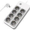 POWERTECH PT-1534 Πολύπριζο Ασφαλείας , 8 Θέσεων, 16A, 1.5m, Λευκό