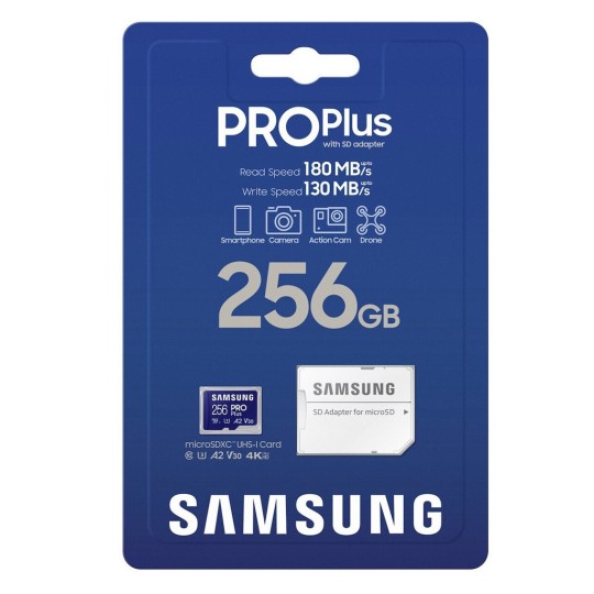 Samsung Pro Plus (2023) microSDXC 256GB U3 V30 A2 UHS-I με αντάπτορα (MB-MD256SA/EU)