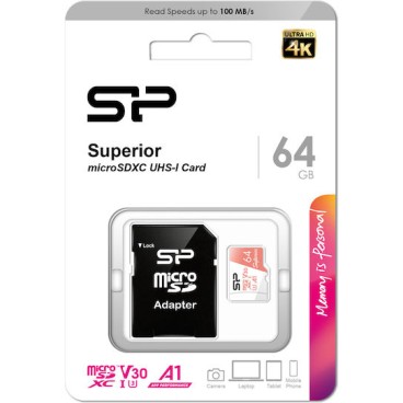 Silicon Power Superior SDXC 64GB Class 10 U3 V30 UHS-I