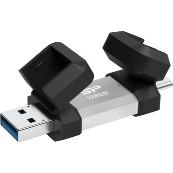 SILICON POWER USB Flash Drive C51, USB/USB-C, 128GB, 120MBps, Ασημί