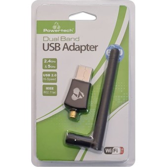 POWERTECH PT-1042 Ασύρματος USB Αντάπτορας Δικτύου 600Mbps 2.4/5GHz