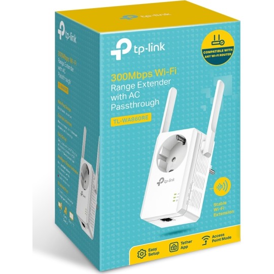 Tp-Link TL-WA860RE v6.0 WiFi Extender Single Band (2.4GHz) 300Mbps