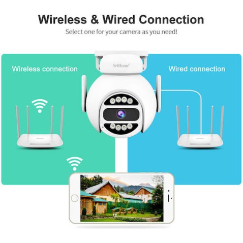 Sricam SH047 IP Κάμερα Παρακολούθησης Wi-Fi Full HD+ 4MP Αδιάβροχη