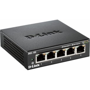 D-Link DGS-105 Unmanaged L2 Switch with 5 Gigabit (1Gbps) Ethernet Ports
