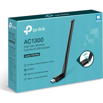 TP-LINK Archer T3U Plus v1 Ασύρματος USB Αντάπτορας Δικτύου 1300Mbps TP-LINK Archer T3U Plus v1 Ασύρματος USB Αντάπτορας Δικτύου 1300Mbps