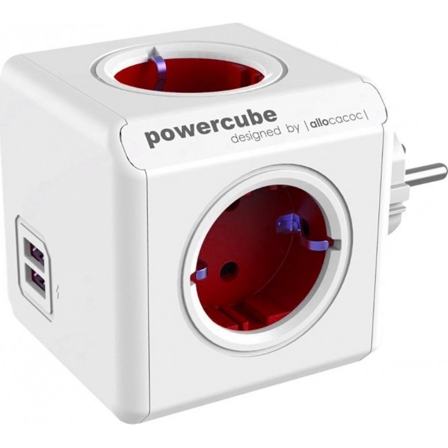 Allocacoc PowerCube 4 Θέσεων με 2 USB Κόκκινο 1202RD/DEOUPC