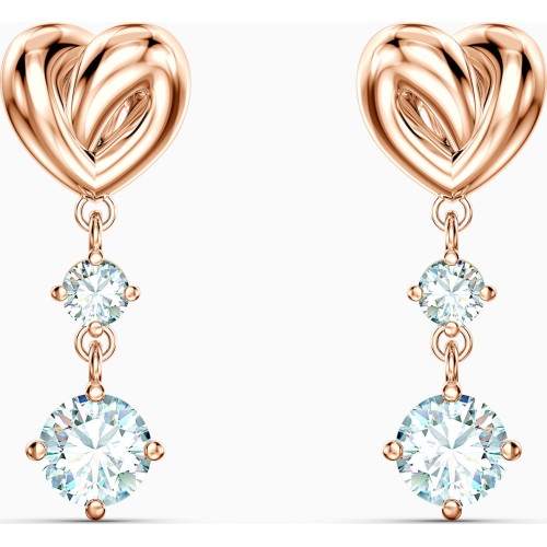 Swarovski Lifelong Heart Pierced Earrings, White, Rose-gold tone plated 5517942
