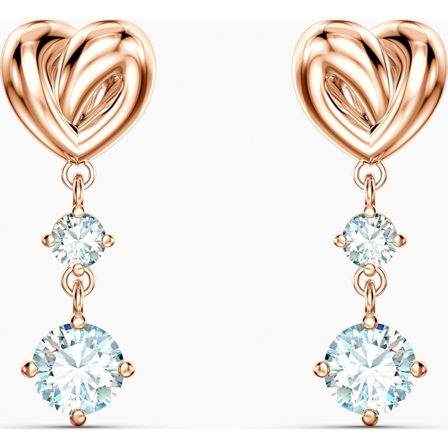 Swarovski Lifelong Heart Pierced Earrings, White, Rose-gold tone plated 5517942