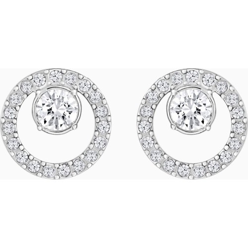 Swarovski Creativity Circle Pierced Earrings, Small, White, Rhodium Plating 5201707