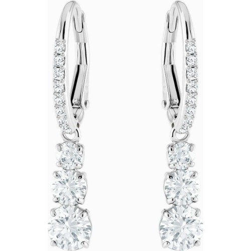 Swarovski Attract Trilogy Round Pierced Earrings, White, Rhodium Plating 5416155 Επιροδιομένο