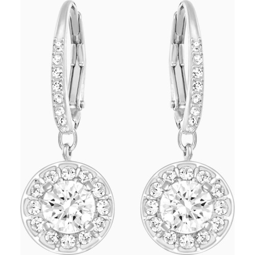 Swarovski Angelic Earrings, Round, White, Rhodium Plated 5142721 Επιροδιομένο