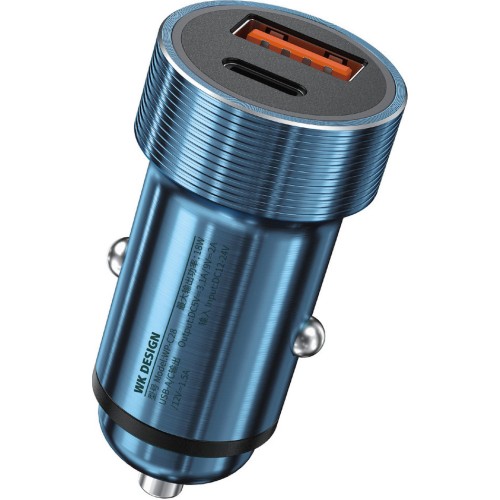 Car Charger WK Dual PD 18W+USB QC3.0 Blue WP-C28