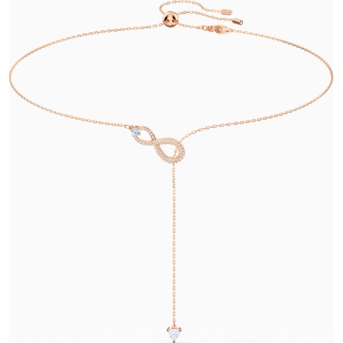 Swarovski Infinity Y Necklace, White, Rose-gold Tone Plated 5521346