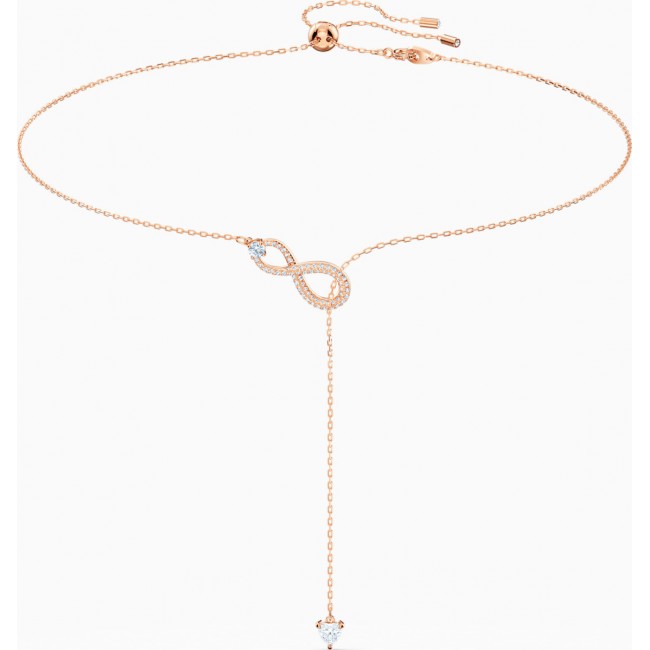 Swarovski Infinity Y Necklace, White, Rose-gold Tone Plated 5521346