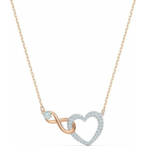 Swarovski Infinity Heart Necklace, White, Mixed Metal Finish 5518865 Επιχρυσωμένο με Ροζ Χρυσό