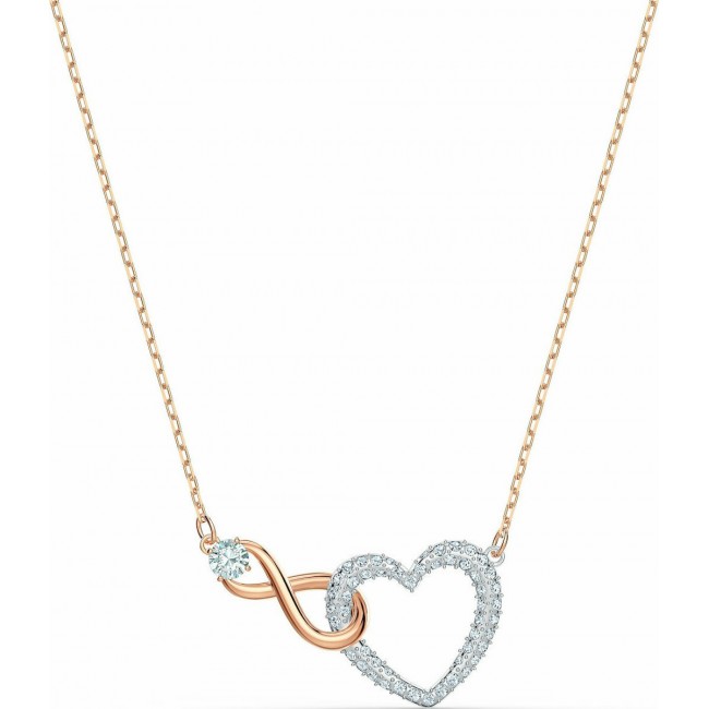 Swarovski Infinity Heart Necklace, White, Mixed Metal Finish 5518865 Επιχρυσωμένο με Ροζ Χρυσό