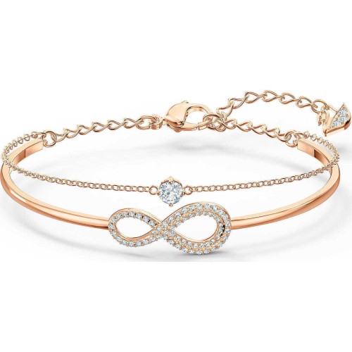 Swarovski Infinity Bangle, Infinity, White, Rose-gold Tone Plated 5518871