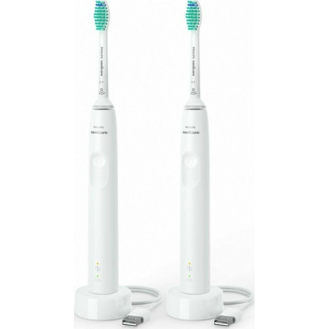 Philips Sonicare 3100 Series Ηλεκτρική Οδοντόβουρτσα 2τμχ HX3675/13 White