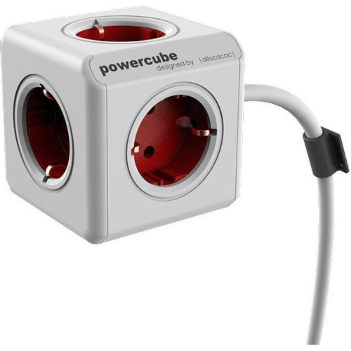 Allocacoc PowerCube Original Extended - Πολύπριζο Με 5 Υποδοχές - Red (1306RD/DEEXPC)