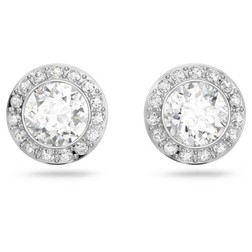 Swarovski Angelic Stud Pierced Earrings, Round, White, Rhodium plated 1081942 Επιροδιομένο