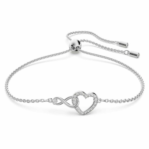 Swarovski Infinity Heart Bracelet, White, Rhodium plated 5524421