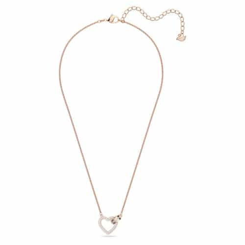 Swarovski Κολιέ Lovely Καρδιά, Λευκό, Rose-gold tone plated 5636445