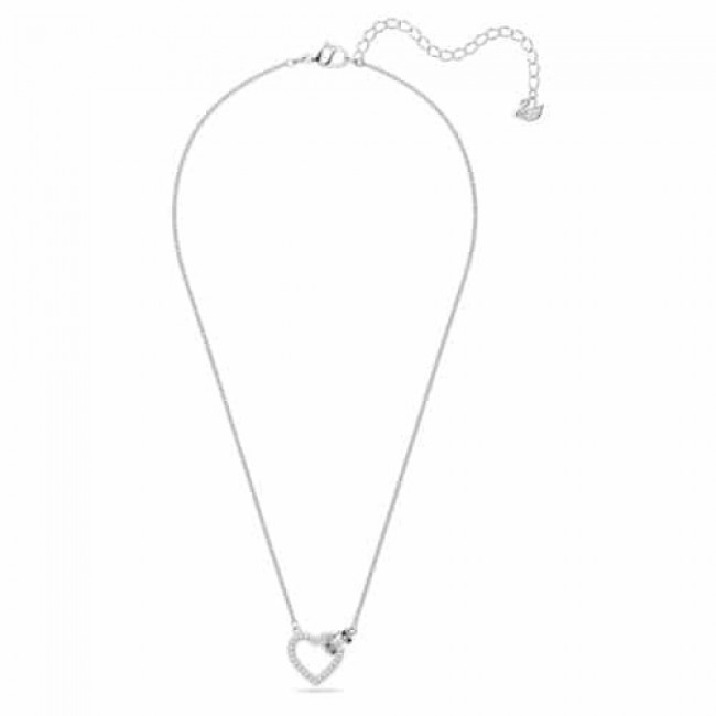 Swarovski Lovely Necklace, Heart, White, Rhodium Plated 5636444 Επιροδιομένο
