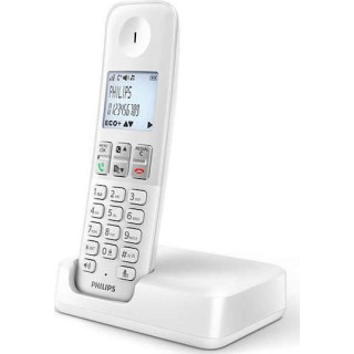 PHILIPS D2501W-34 Ασύρματο Τηλέφωνο με Ελληνικό Μενού Λευκό