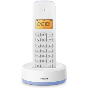 PHILIPS D1601S-34 Ασύρματο Τηλέφωνο με Ελληνικό Μενού Λευκό-Μπλε
